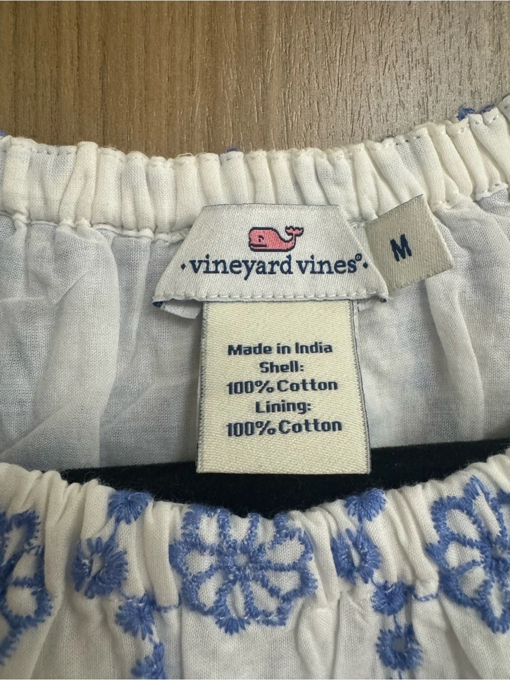 Vineyard Vines Girls White and Blue Floral Cotton Eyelet Sundress